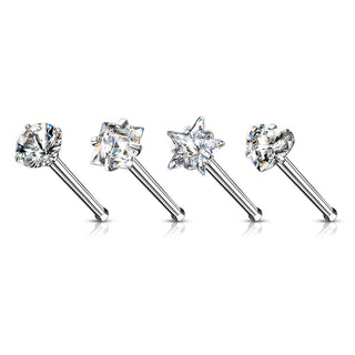 Stud Nasale Argento e zirconi, 4 pezzi
