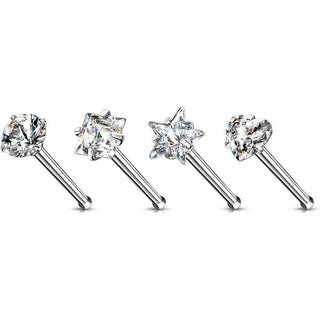 Nose Stud Set Zirconia Silver, 4  pieces