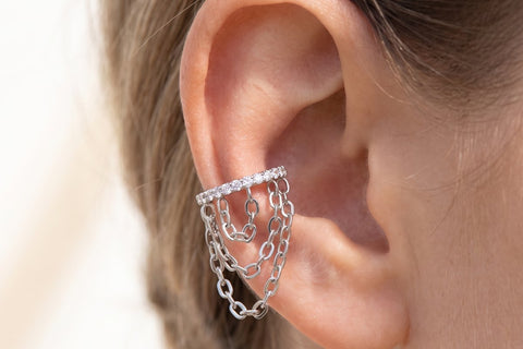 Conch Piercings with Chain