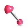 Tongue Barbell Acrylic Heart