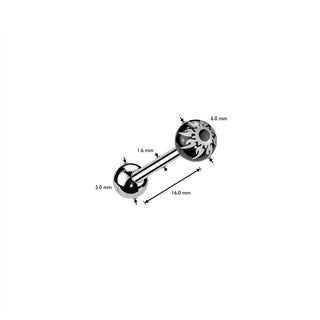 Tongue Barbell Acrylic Sun Tribal Ball