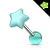 Tongue Barbell Star Glow in the Dark