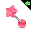 Tongue Barbell Star Glow in the Dark