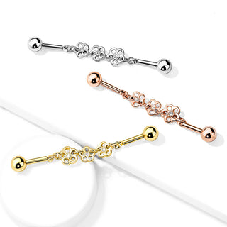 Industrial Barbell 3 Flowers Zirconia