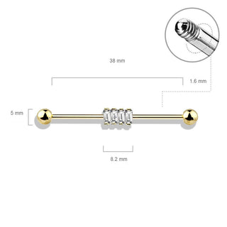 Industrial Barbell 4 Square Zirconia