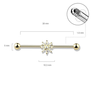 Industrial Barbell Snowflake Zirconia