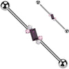 Barbell Industrial 4 Zirconi rotondi zircone taglio baguette