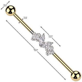 Barbell Industrial Zirconi taglio marquise taglio baguette