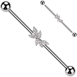 Barbell Industrial Foglie zirconi taglio marquise