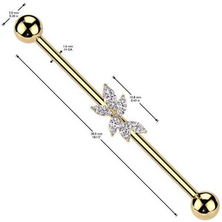 Barbell Industrial Foglie zirconi taglio marquise