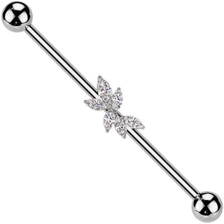 Barbell Industrial Foglie zirconi taglio marquise