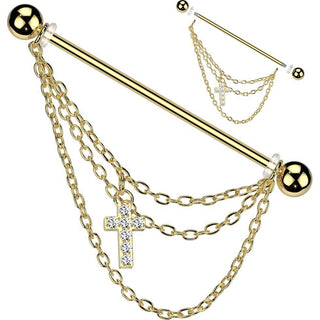 Barbell Industrial Croce zirconi catena pendente