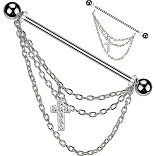 Barbell Industrial Croce zirconi catena pendente