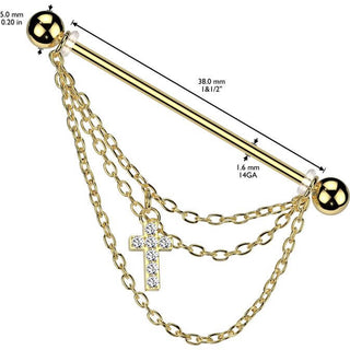 Barbell Industrial Croce zirconi catena pendente