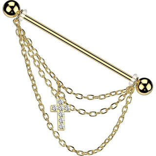 Barbell Industrial Croce zirconi catena pendente