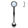 Eyebrow Piercing Ball Flat Silver Opal