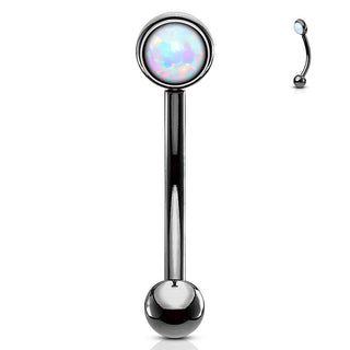 Eyebrow Piercing Ball Flat Silver Opal