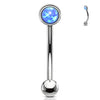 Eyebrow Piercing Ball Flat Silver Opal