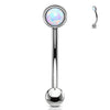Eyebrow Piercing Ball Flat Silver Opal