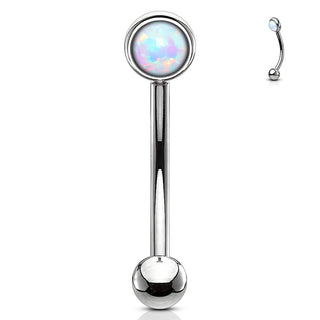 Eyebrow Piercing Ball Flat Silver Opal