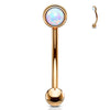 Eyebrow Piercing Ball Flat Silver Opal