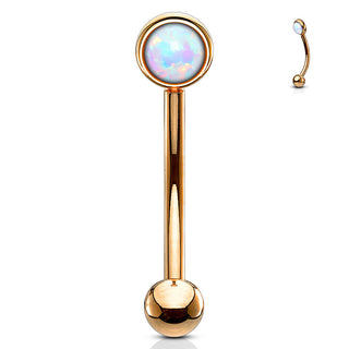 Eyebrow Piercing Ball Flat Silver Opal