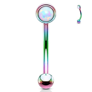 Eyebrow Piercing Ball Flat Silver Opal