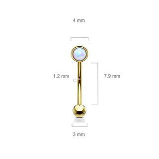 Eyebrow Piercing Ball Flat Silver Opal