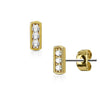 Stud Earring 316L Ear Studs Three Cubic Zirconia Set Square Bar 1 Pair