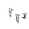 Stud Earring 316L Ear Studs 3 Leaves Cubic Zirconia Paved 1 Pair