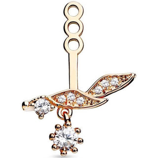 Attachment Earring Jacket Micro Paved Cubic Zirconia Leaf Round Cubic Zirconia Dangle