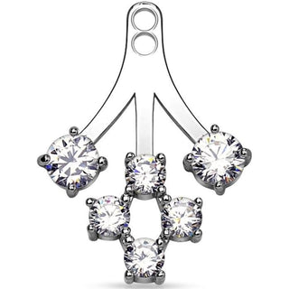 Attachment 6 Round Cubic Zirconia Cluster Add On Earring Cartilage Barbell Jacket