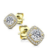 Argent 925 Bouton d'Oreille Zircone Carrée