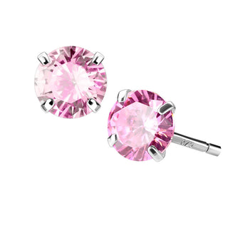 Silver 925 Stud Earring Sterling Silver Martini Round Clear Cubic Zirconia Stud Earring 1 Pair