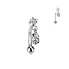Solid Gold 14 Carat Eyebrow Piercing teadrop zirconia dangle Push-In