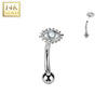 Solid Gold 14 Carat Eyebrow Piercing eye opal Push-In
