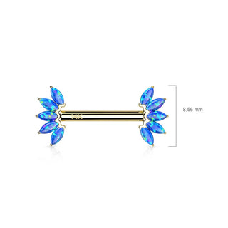 14 Karat Gold Nippelpiercing 5 Marquise Schliff Opal Gelbgold Weißgold Push-In