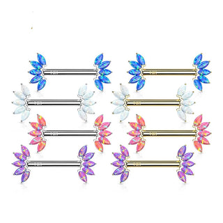14 Karat Gold Nippelpiercing 5 Marquise Schliff Opal Gelbgold Weißgold Push-In