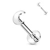Solid Gold 14 Carat Labret Moon Flat Push-In