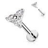 Solid Gold 14 Carat Labret Triangel Zirconia Push-In