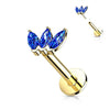 Or 14kt Labret Marquise 3 Zircone Enfoncer