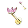 Or 14kt Labret Marquise 3 Zircone Enfoncer
