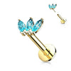 Or 14kt Labret Marquise 3 Zircone Enfoncer