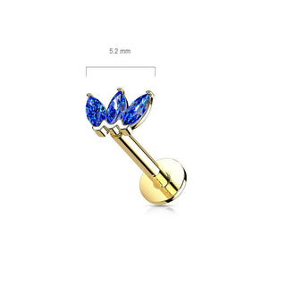 Or 14kt Labret Marquise 3 Zircone Enfoncer