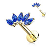 Or 14kt Labret Marquise 5 Zircone Enfoncer