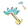 Or 14kt Labret Marquise 5 Zircone Enfoncer