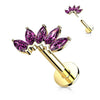 Or 14kt Labret Marquise 5 Zircone Enfoncer