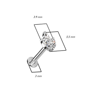 Or 14kt Labret Feuille Zircone Enfoncer