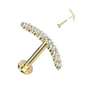 Or 14kt Labret Barre Courbée Zircone Enfoncer