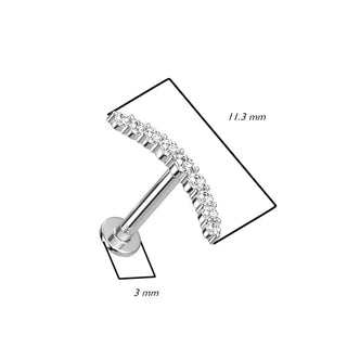Or 14kt Labret Barre Courbée Zircone Enfoncer